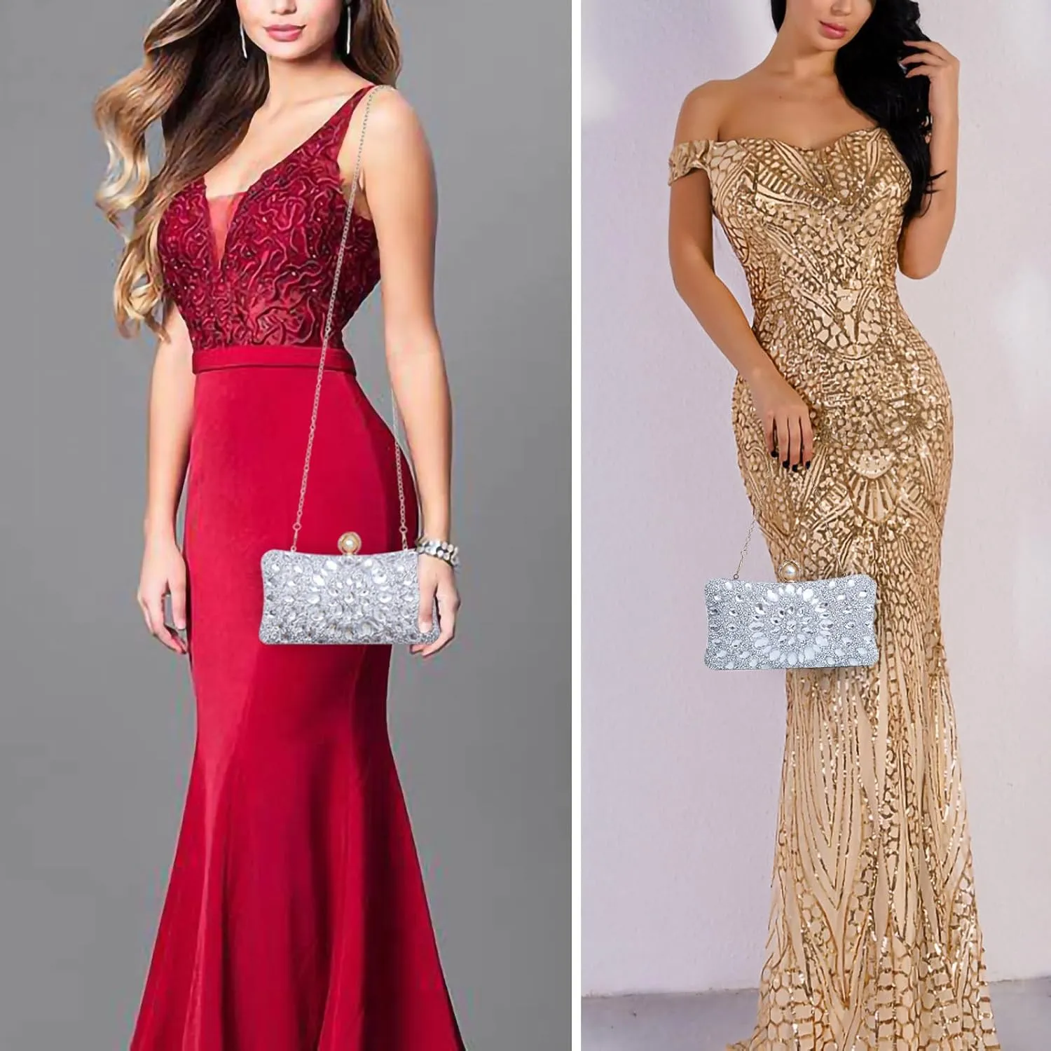 Sparkly Women's Evening Clutch Purses Rhinestone Bag Luxury Handbags For Weddings Formal Prom Party