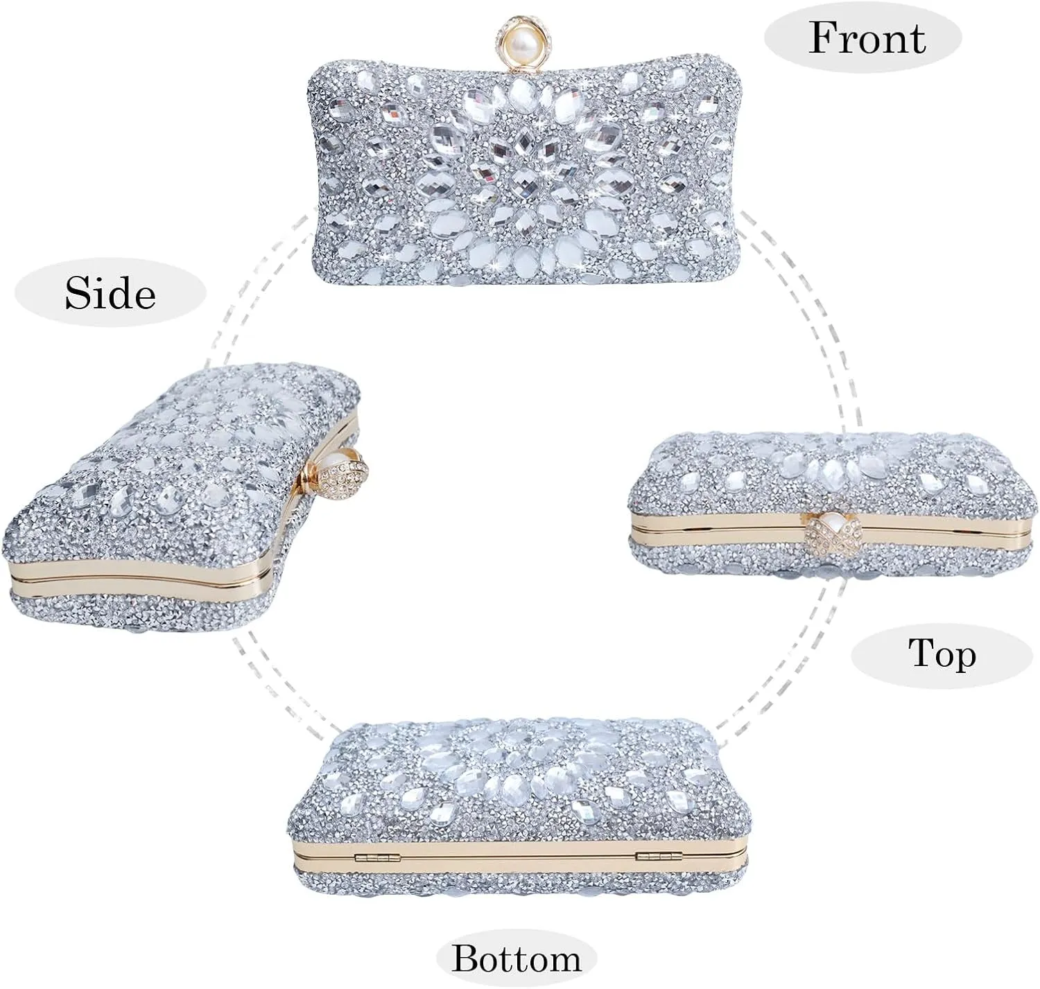 Sparkly Women's Evening Clutch Purses Rhinestone Bag Luxury Handbags For Weddings Formal Prom Party
