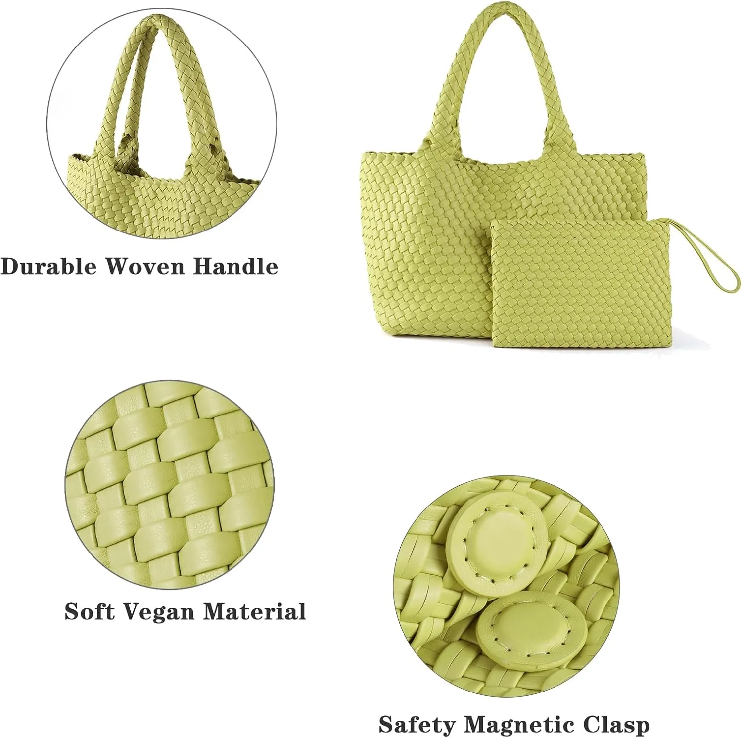 SporGenius Woven Tote Bag for Women, Large Summer Beach Bags with Top Handle Handbag, Vegan Leather Totes Purse