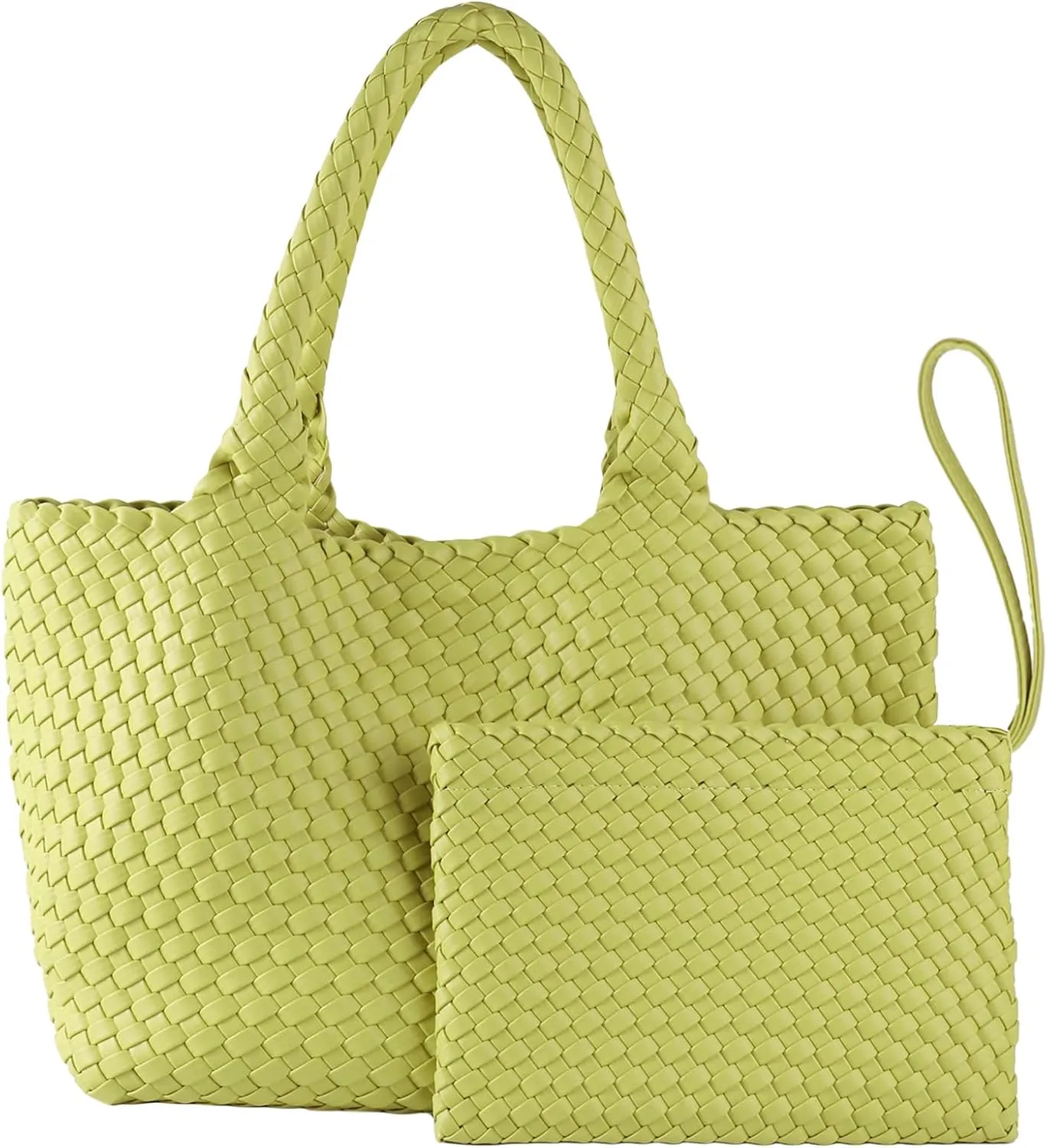SporGenius Woven Tote Bag for Women, Large Summer Beach Bags with Top Handle Handbag, Vegan Leather Totes Purse