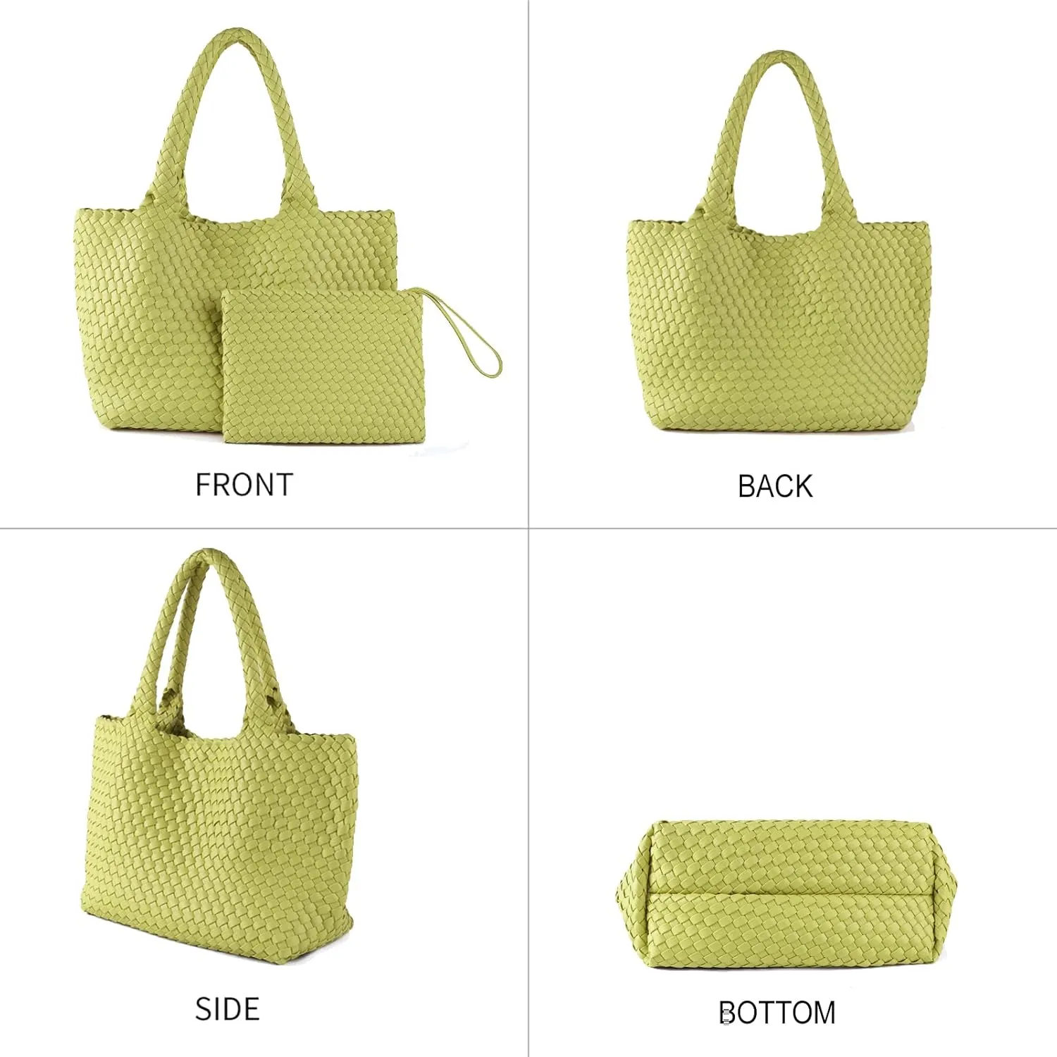 SporGenius Woven Tote Bag for Women, Large Summer Beach Bags with Top Handle Handbag, Vegan Leather Totes Purse
