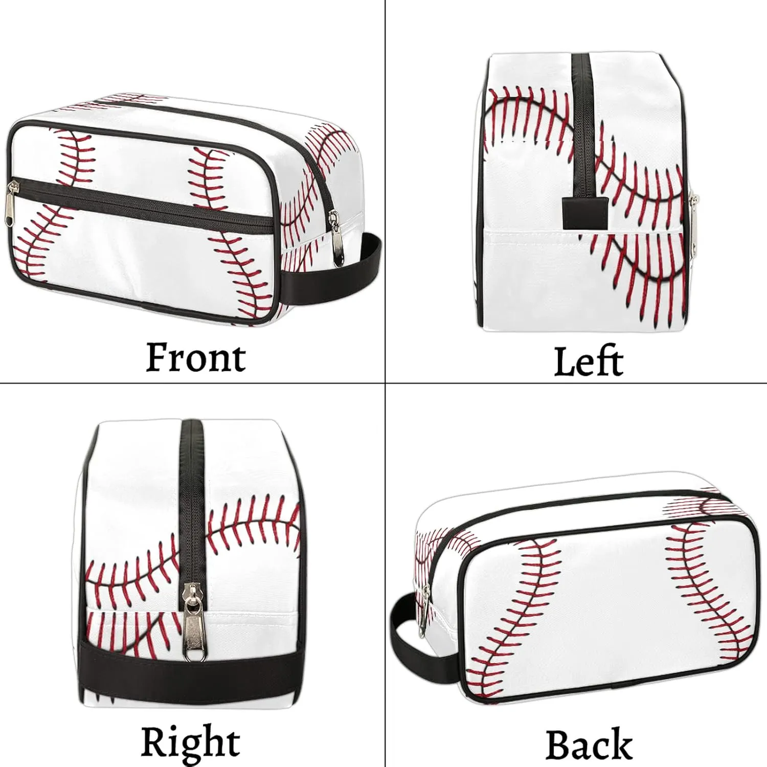 Sport Baseball Portable Travel Toiletry Bag, Softball Texture Ball Dopp Kit Cosmetic Organizer Makeup Bag Shower Shaving Bag for Men Women