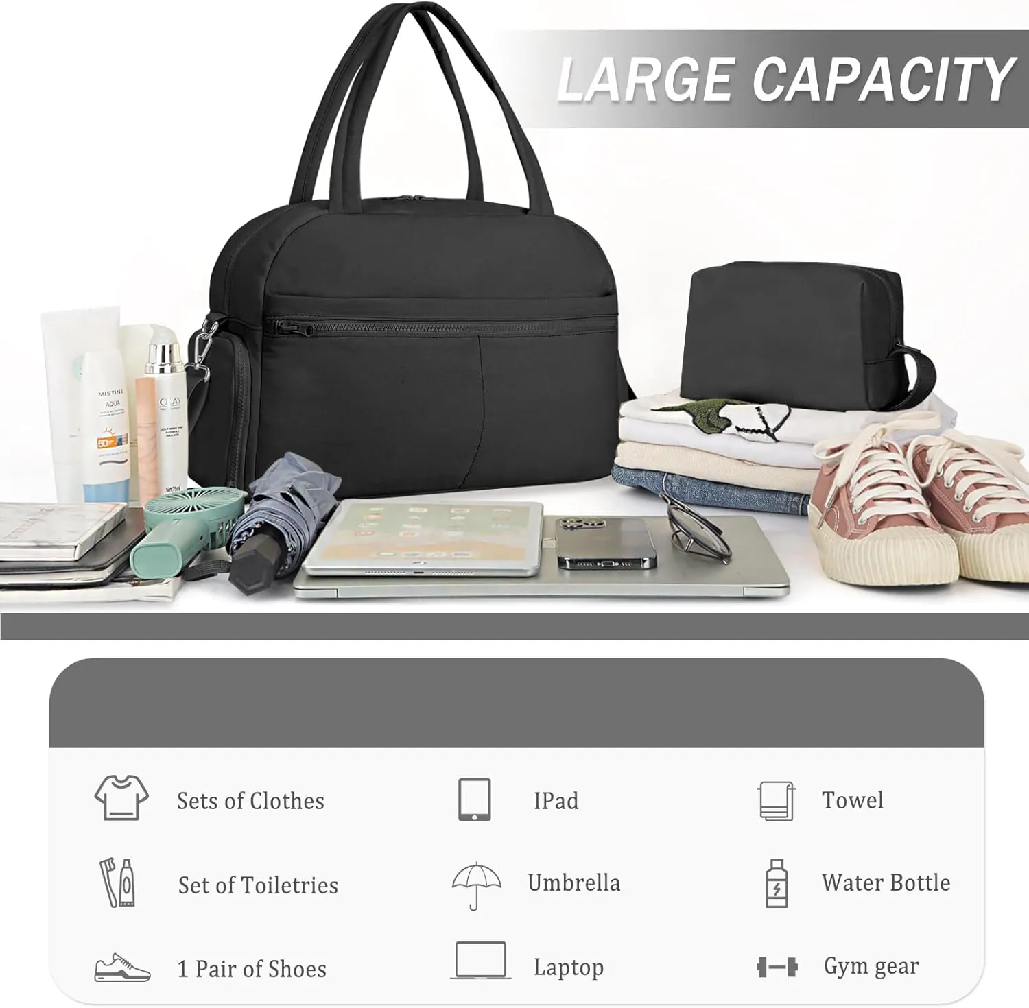 Sports Gym Bag for Women, Travel Duffle Bag with Shoe Compartment & Wet Pocket, Fitness Yoga Bag Weekender Overnight Bag Small