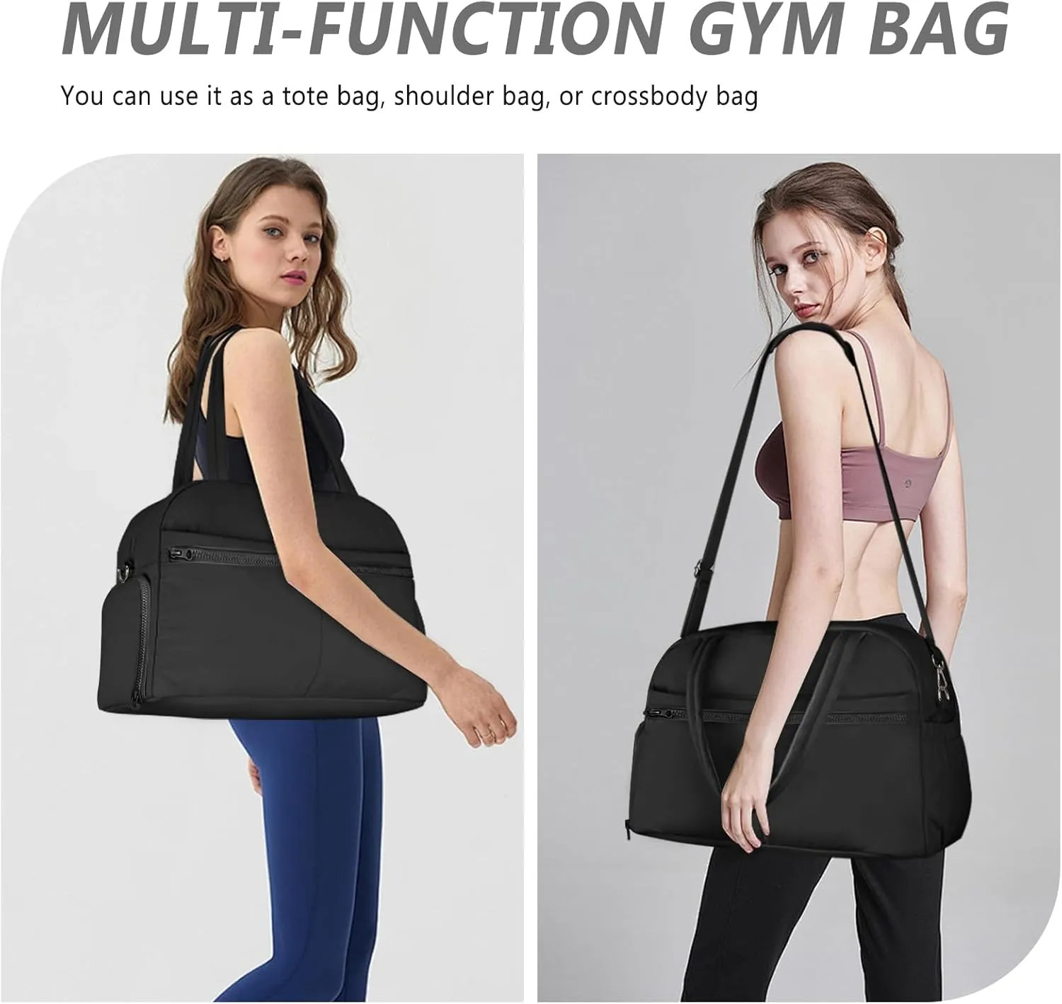 Sports Gym Bag for Women, Travel Duffle Bag with Shoe Compartment & Wet Pocket, Fitness Yoga Bag Weekender Overnight Bag Small