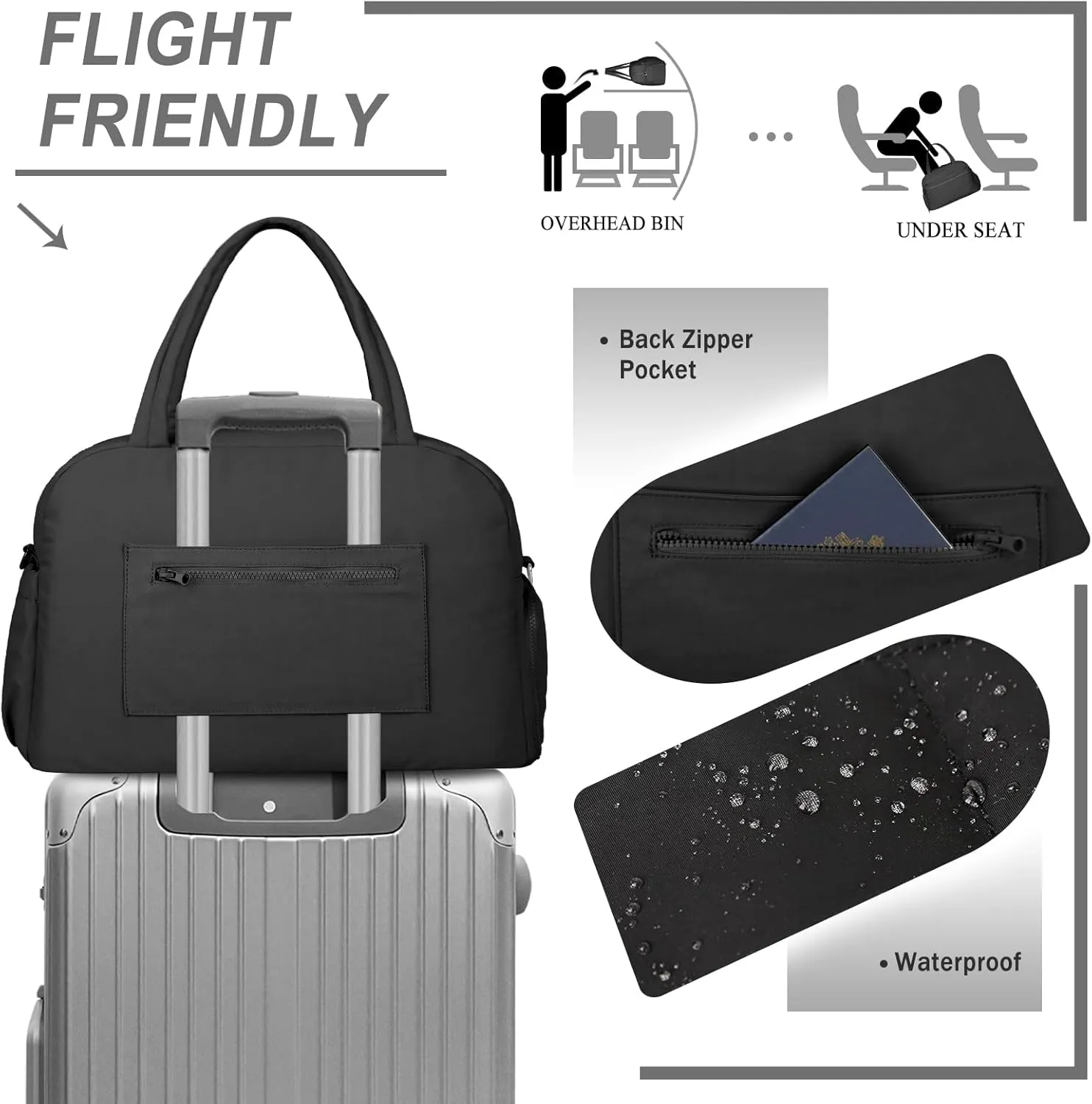 Sports Gym Bag for Women, Travel Duffle Bag with Shoe Compartment & Wet Pocket, Fitness Yoga Bag Weekender Overnight Bag Small