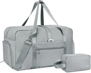 sportsnew Sports Gym Travel Duffel Bags Weekender Overnight Shoulder with Shoes Compartment and Wet Dry Storage Pockets with Adjustable Yoga Mat Holder Bags for Women Gray