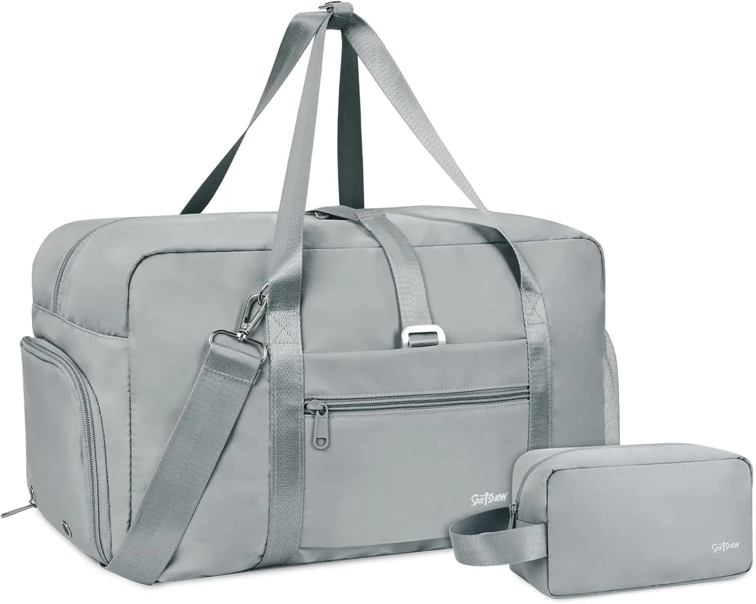 sportsnew Sports Gym Travel Duffel Bags Weekender Overnight Shoulder with Shoes Compartment and Wet Dry Storage Pockets with Adjustable Yoga Mat Holder Bags for Women Gray