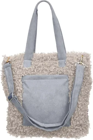 Sprigs Women's Cute Tote Bags - Casual Faux Fur Bag with Outside Pocket & Inside Laptop Sleeve - Laptop Tote Bag For Women