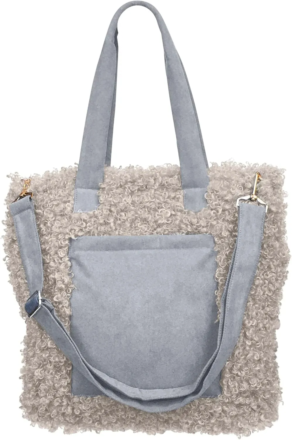 Sprigs Women's Cute Tote Bags - Casual Faux Fur Bag with Outside Pocket & Inside Laptop Sleeve - Laptop Tote Bag For Women