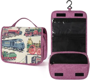 Steam Trains Cool Pattern Makeup Bag Travel Toiletry Bag Waterproof Cosmetic Bag with Portable Hook Handbag, style, 20240328