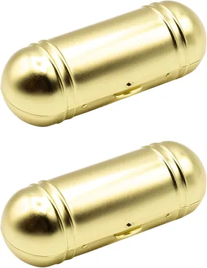 Stephanie Imports Set of 2 Capsule Shaped Lipstick Cases With Glass Mirror (Gold Bands)