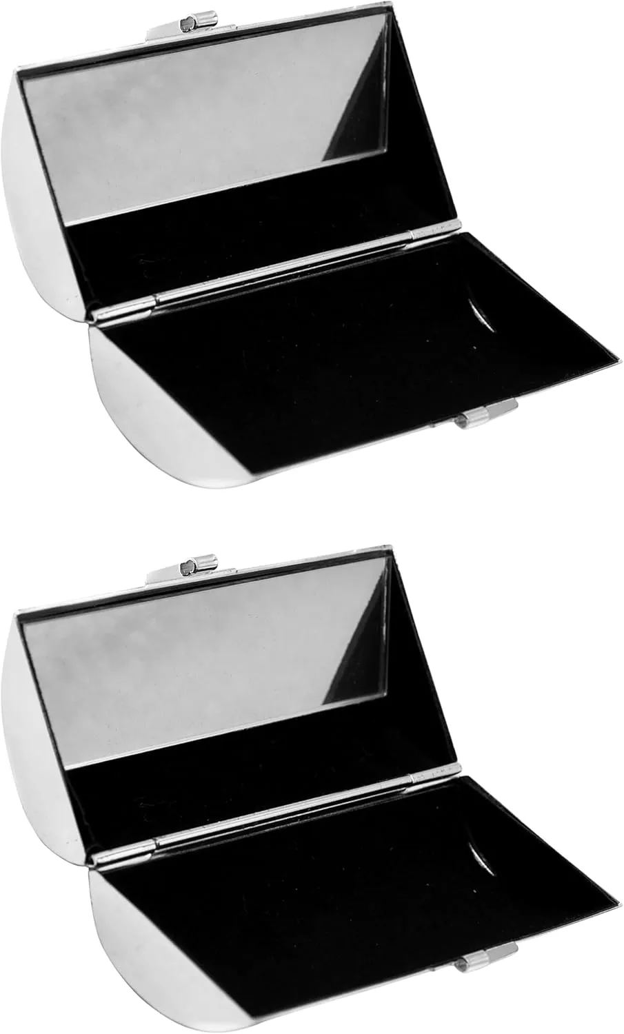 Stephanie Imports Set of 2 Capsule Shaped Lipstick Cases With Glass Mirror (Reflective Silver)