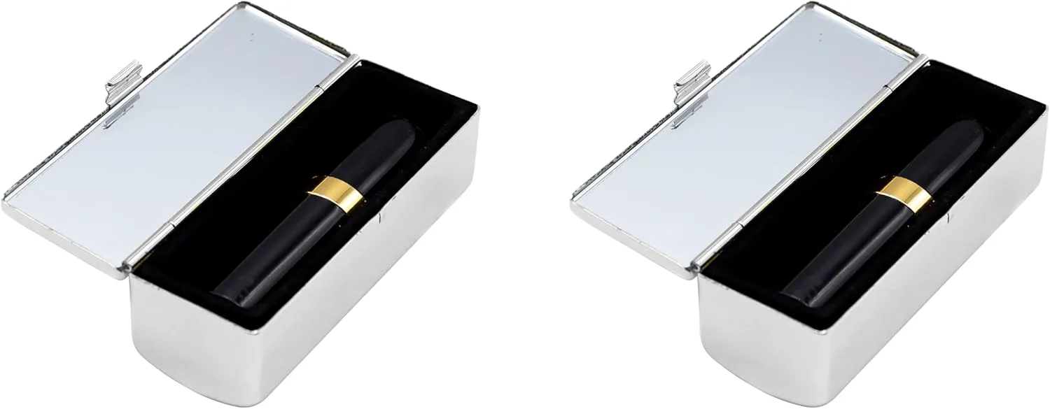 Stephanie Imports Set of 2 Rectangular Vintage Lipstick Cases With Glass Mirror (Daisy Medley)