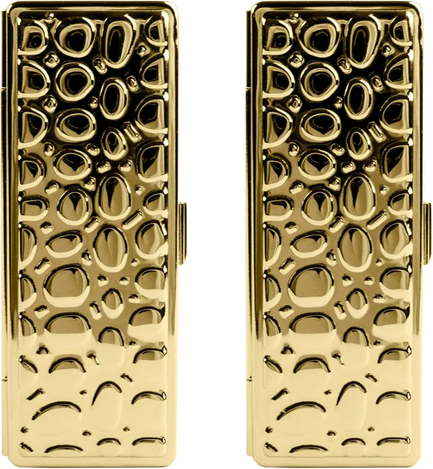 Stephanie Imports Set of 2 Rectangular Vintage Lipstick Cases With Glass Mirror (Gold Drops)