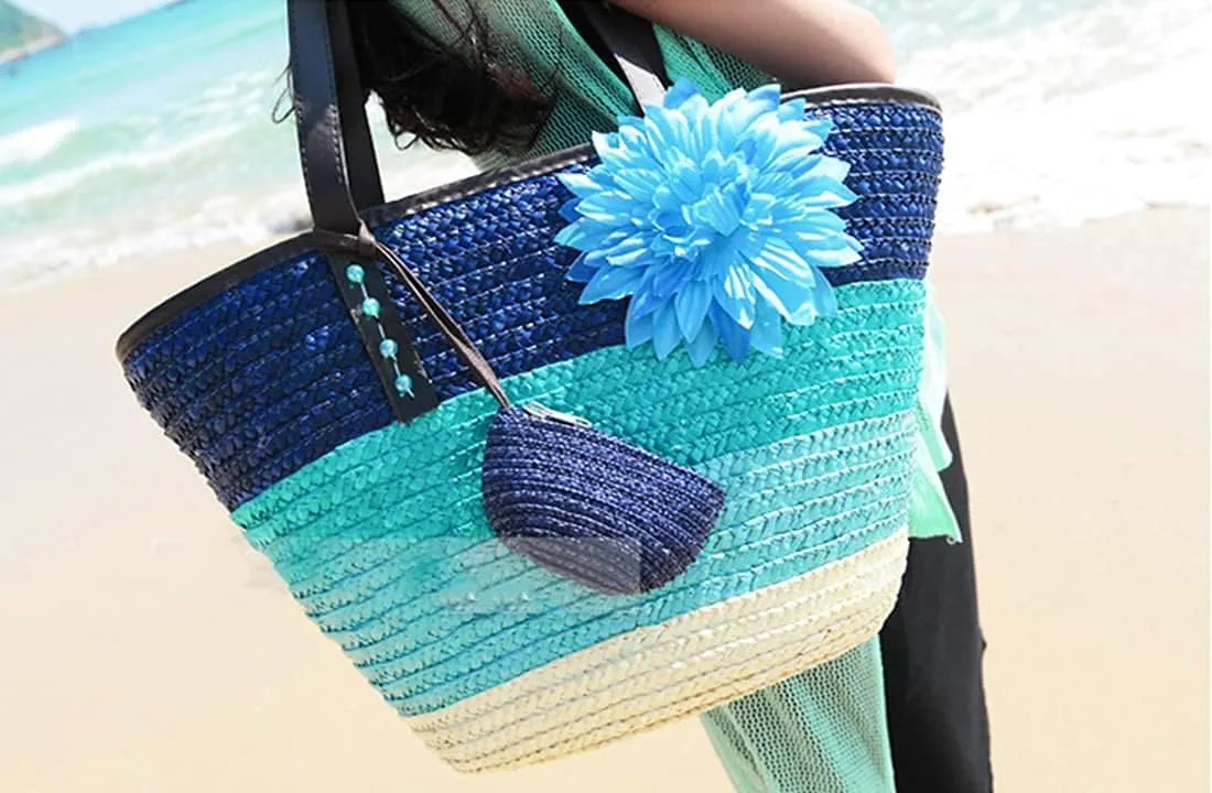 Straw Bag Beach Bags for Women - Straw Large Beach Tote Bag - Summer Handwoven Shoulder Bags for Beach.