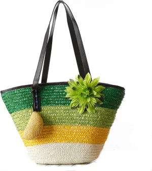 Straw Bag Beach Bags for Women - Straw Large Beach Tote Bag - Summer Handwoven Shoulder Bags for Beach.