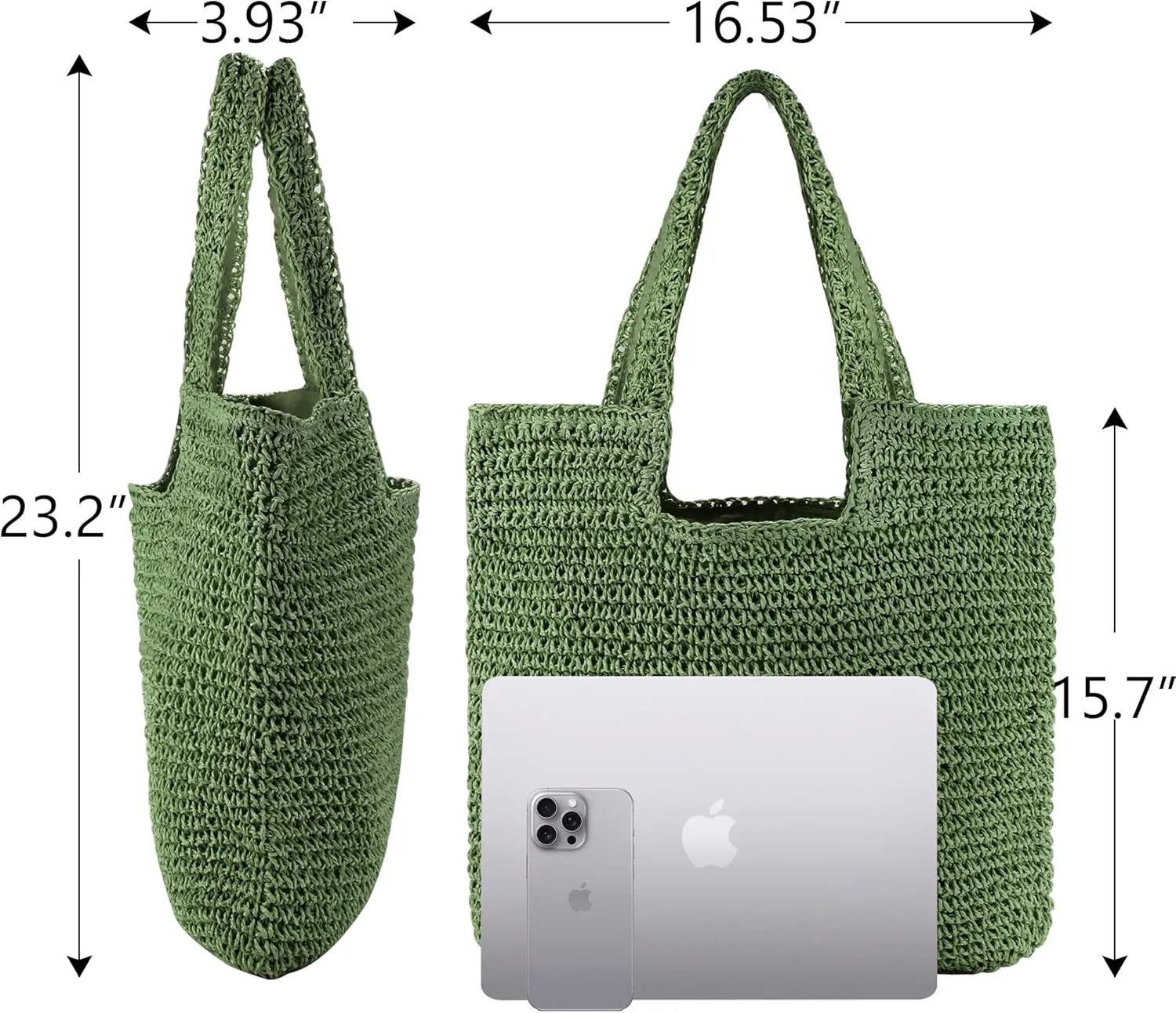 Straw Bag Beach Tote Handbag for Women Large Summer Woven Raffia Bag with Zipper