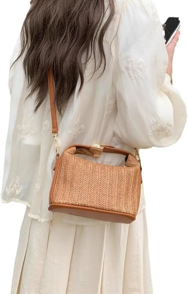 Straw Bag Summer Hand-held Straw Bag Versatile Shoulder Messenger Bag Fashion Handbag Woven Bag Straw Bags