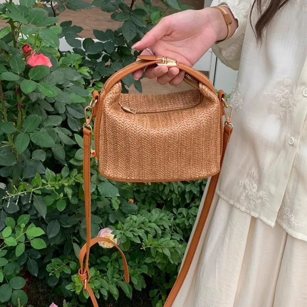Straw Bag Summer Hand-held Straw Bag Versatile Shoulder Messenger Bag Fashion Handbag Woven Bag Straw Bags