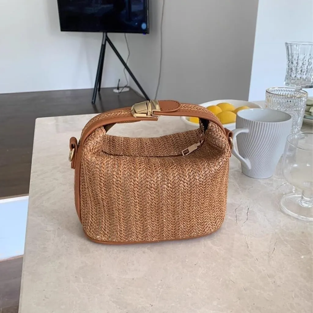 Straw Bag Summer Hand-held Straw Bag Versatile Shoulder Messenger Bag Fashion Handbag Woven Bag Straw Bags