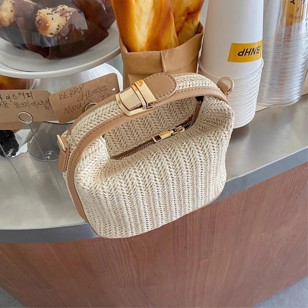Straw Bag Summer Hand-held Straw Bag Versatile Shoulder Messenger Bag Fashion Handbag Woven Bag Straw Bags