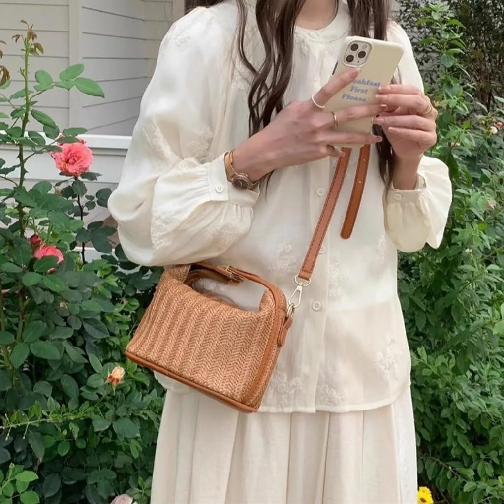 Straw Bag Summer Hand-held Straw Bag Versatile Shoulder Messenger Bag Fashion Handbag Woven Bag Straw Bags