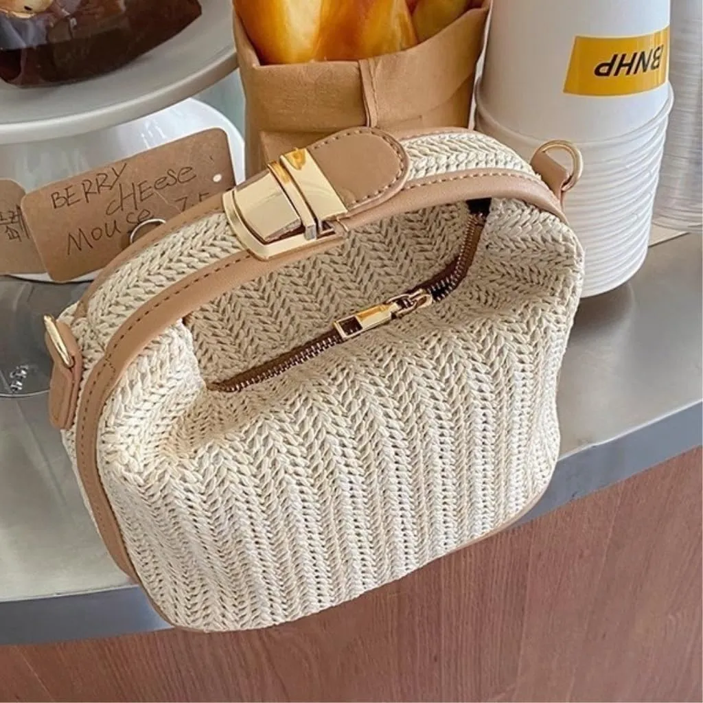 Straw Bag Summer Hand-held Straw Bag Versatile Shoulder Messenger Bag Fashion Handbag Woven Bag Straw Bags
