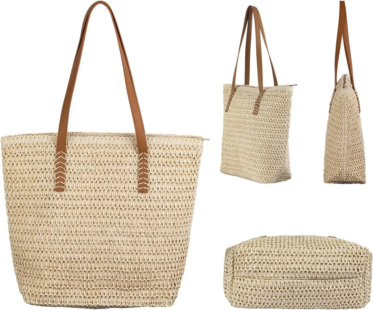 Straw bags for women 2025 Summer Rattan Bags Women Straw Hand-woven Top-handle Handbag Sea Rattan Tote Clutch