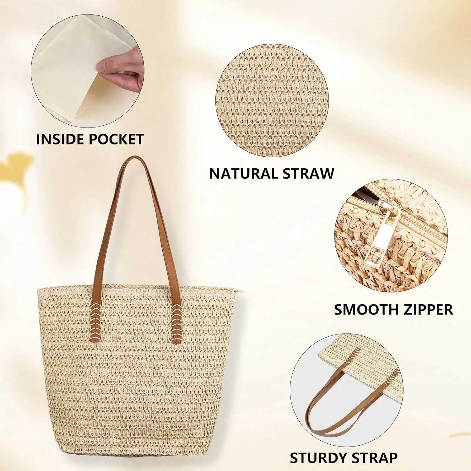 Straw bags for women 2025 Summer Rattan Bags Women Straw Hand-woven Top-handle Handbag Sea Rattan Tote Clutch