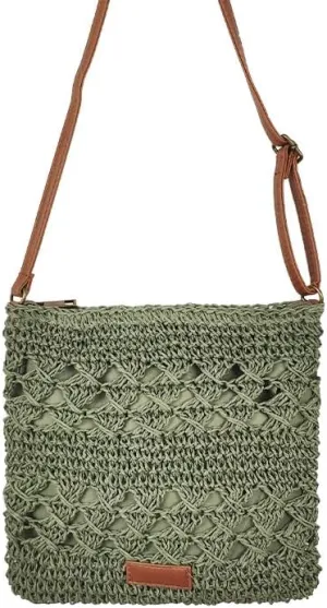 Straw Bags for Women, Fashion Shoulder Top-handle Bag，Hand-Woven Adjustable Crossbody Bags Zipper Beach Bag for Vacation