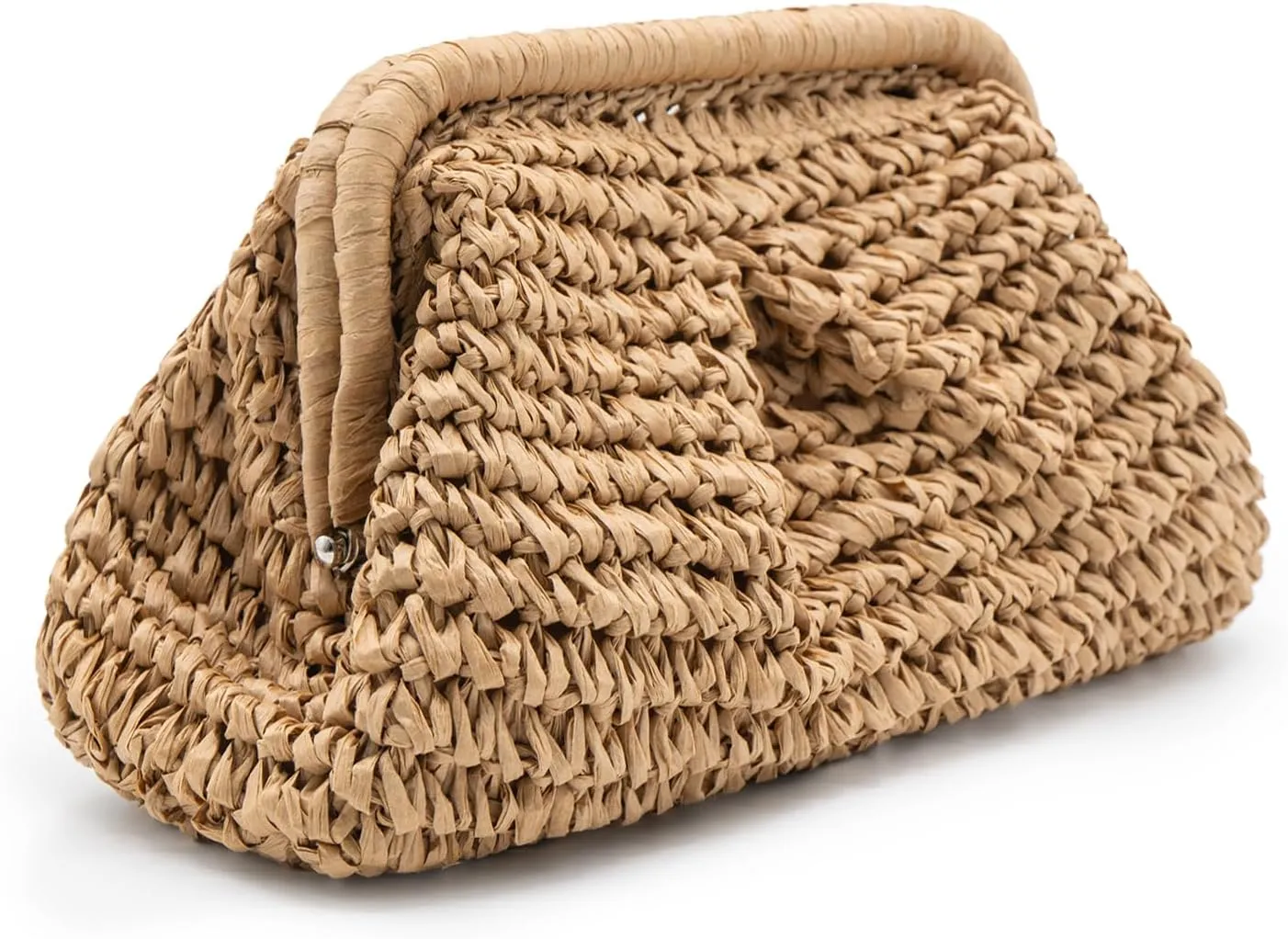 Straw Clutch Purses - Woven Crossbody Bags for Women - Beach Handbags with Cloud Dumpling Pouch