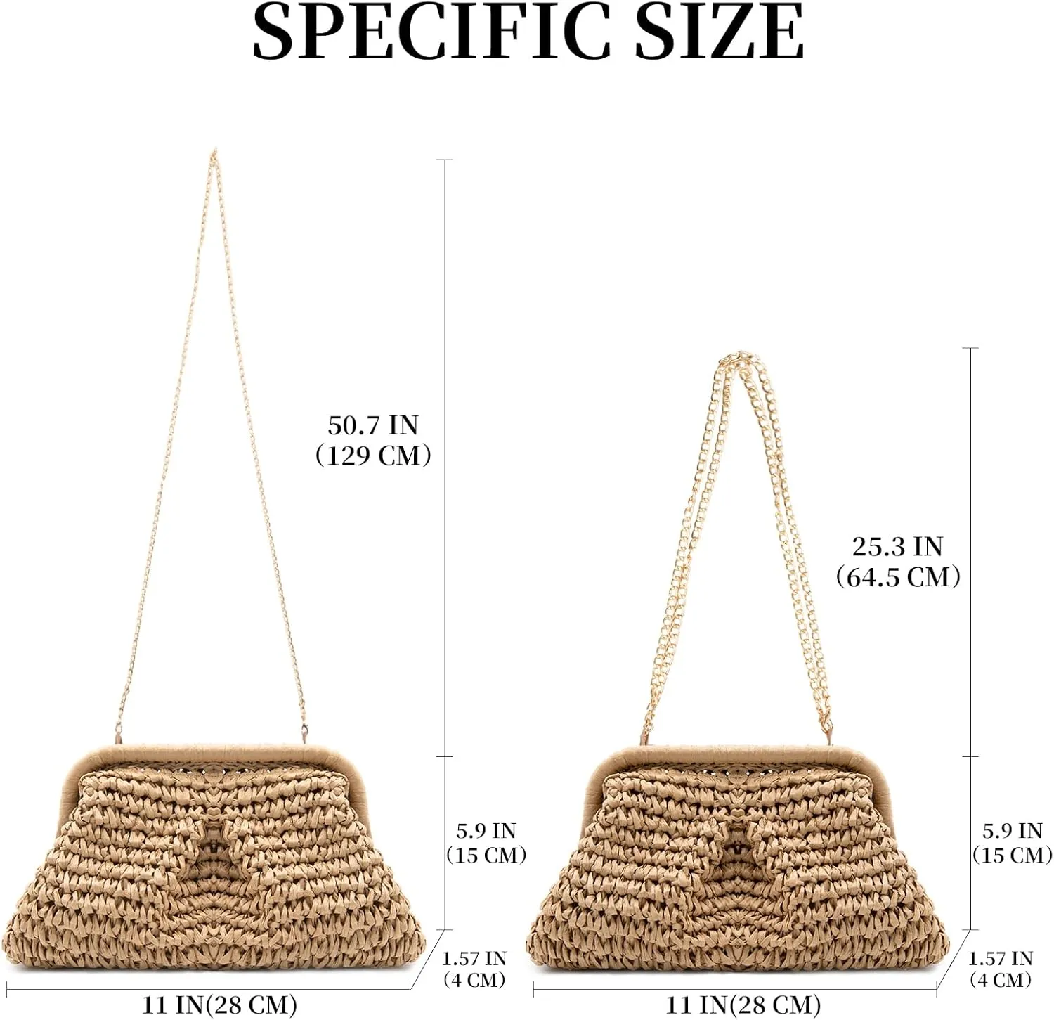 Straw Clutch Purses - Woven Crossbody Bags for Women - Beach Handbags with Cloud Dumpling Pouch