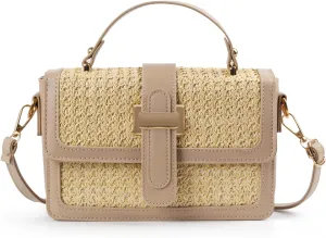 Straw Crossbody Bags for Women Summer Woven Handbags Straw Clutch Purses Small Woven Beach Shoulder Bag