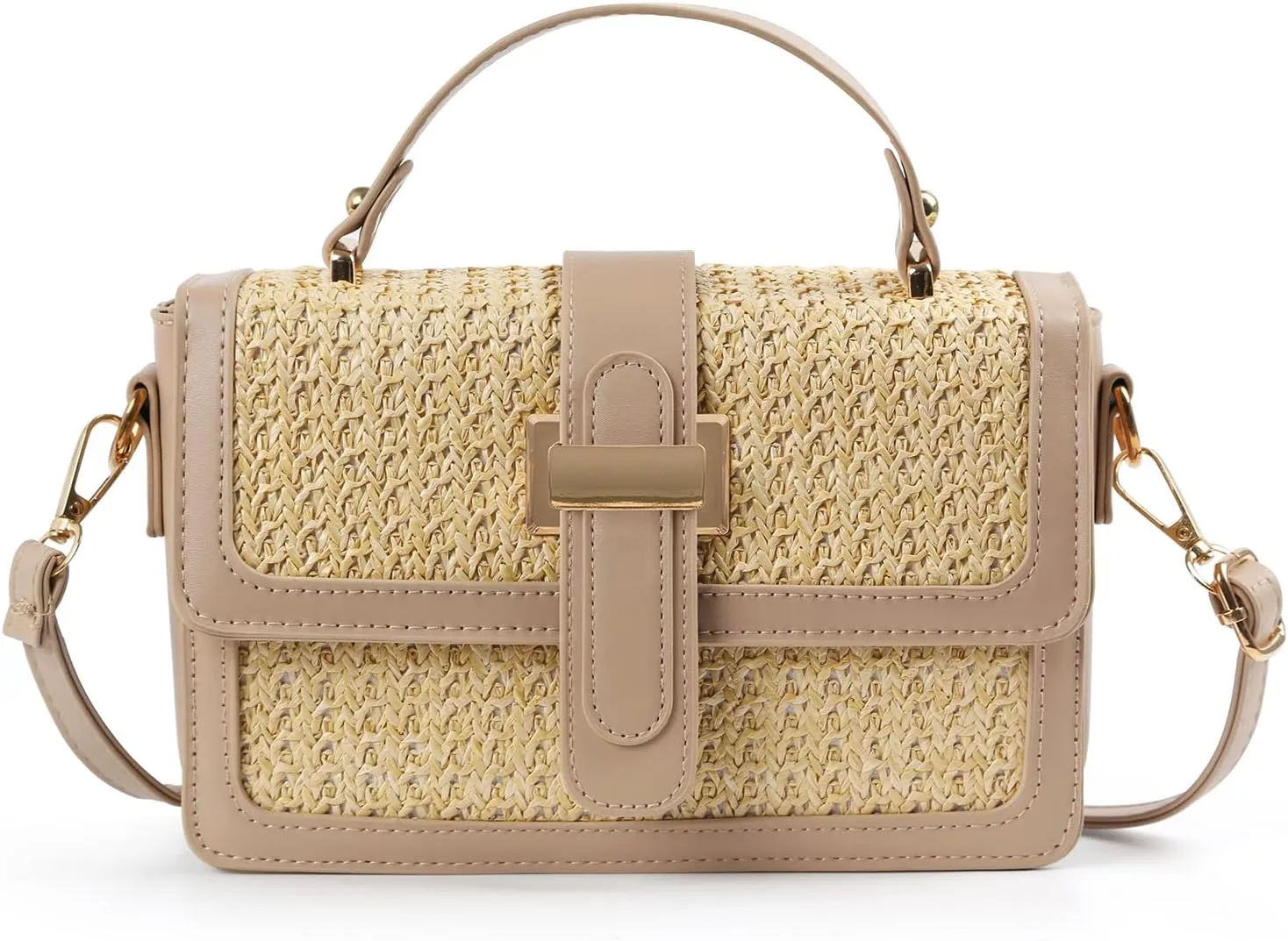 Straw Crossbody Bags for Women Summer Woven Handbags Straw Clutch Purses Small Woven Beach Shoulder Bag