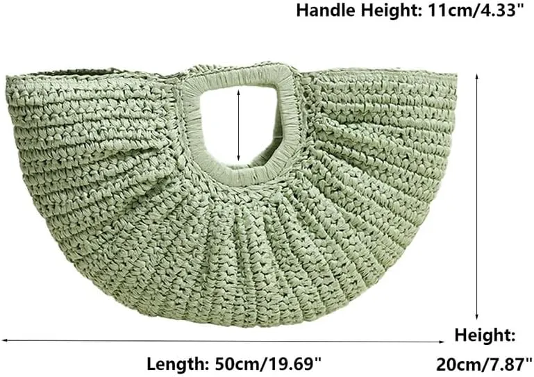 Straw Woven Tote Bag Hand Bags, Purses for Women with Geometric Handles Beach Ladies Handbags Holiday Women's Purse