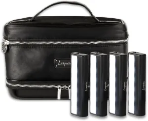 Studio Portable Makeup Lighting | Set of 4 Cordless, Rechargeable, Suction Vanity Lights for Mirror | Travel Makeup Bag - Black