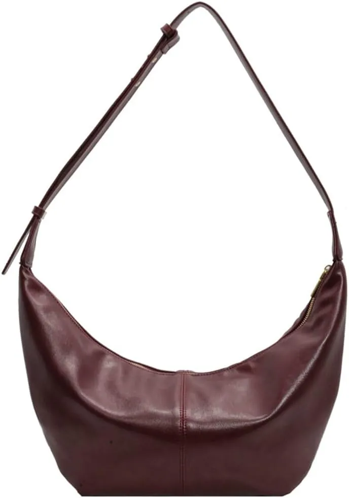 Stylish Crescent Bag for Women PU Leather Satchel Purse Causal Slouchy Bag College Office Shoulder Bag with Adjustable Strap