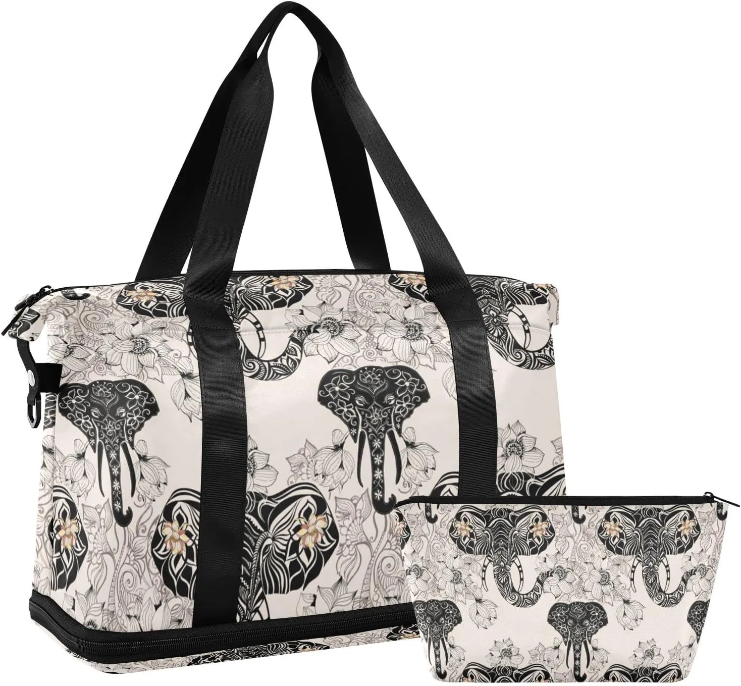 SUABO Travel Duffel Bag, Elephant Head Sports Tote Gym Bag for Travel, Shoulder Weekender Overnight Bag for Women Men