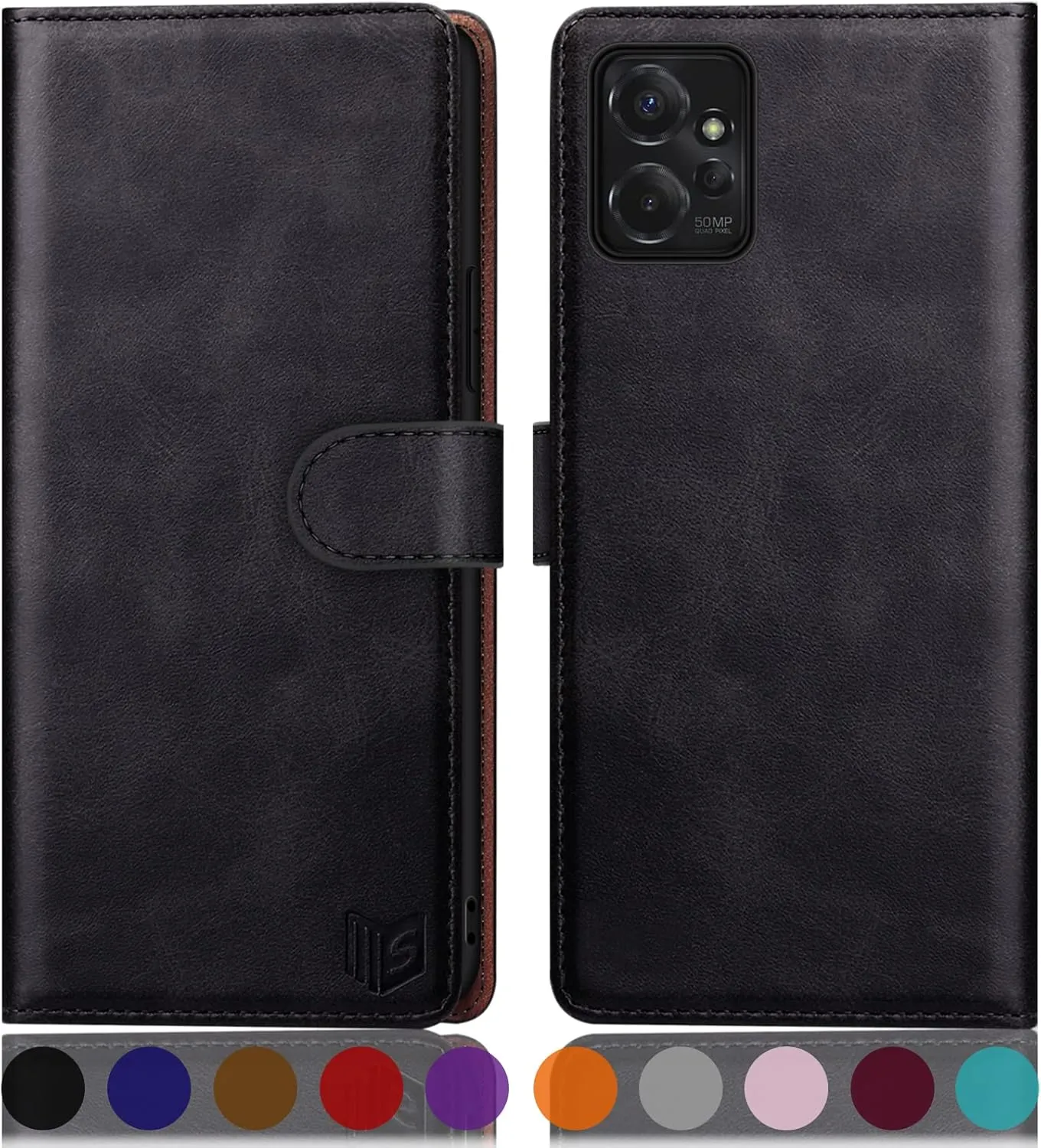 SUANPOT for Motorola（Moto G Power 2023） Wallet case 【RFID Blocking】 Credit Card Holder, Flip Folio Book PU Leather Phone case Shockproof Cover for Women Men Power2023 Black