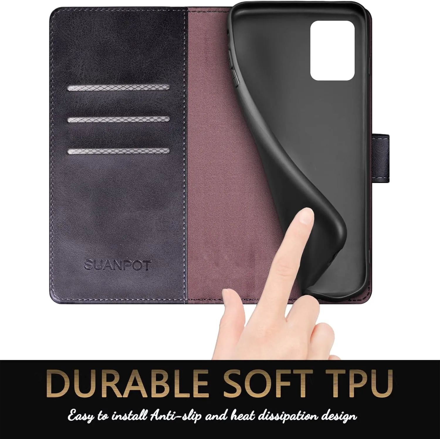SUANPOT for Motorola（Moto G Power 2023） Wallet case 【RFID Blocking】 Credit Card Holder, Flip Folio Book PU Leather Phone case Shockproof Cover for Women Men Power2023 Black