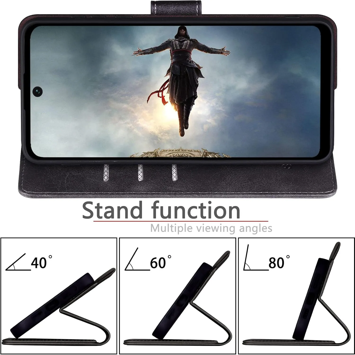 SUANPOT for Motorola（Moto G Power 2023） Wallet case 【RFID Blocking】 Credit Card Holder, Flip Folio Book PU Leather Phone case Shockproof Cover for Women Men Power2023 Black