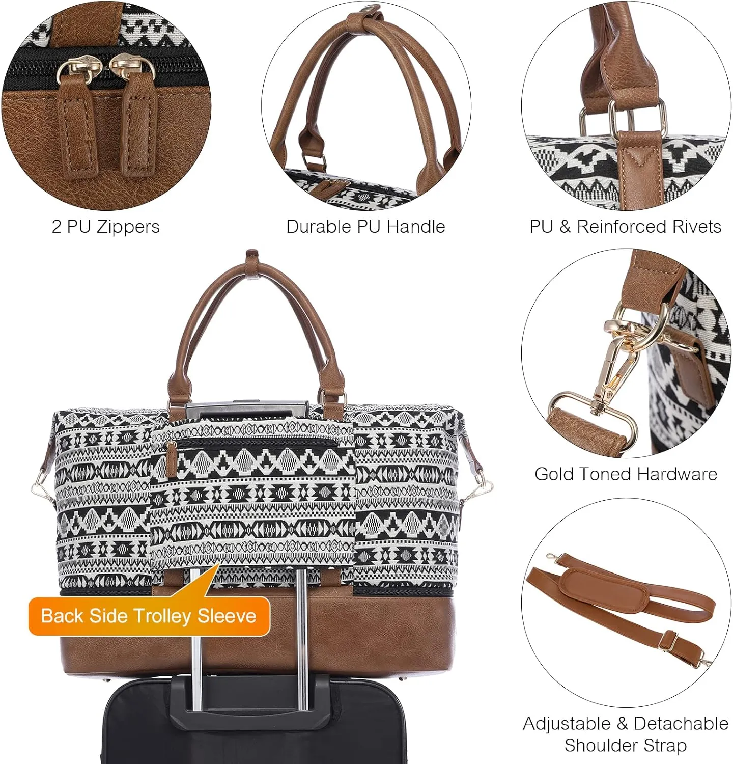 Sucipi Weekender Bags for Women Canvas Travel Duffle Bag with Shoe Compartment Overnight Bag Carry on Gym Duffel with Toiletry Bag for Traveling Weekend Hospital Bags for Labor and Delivery