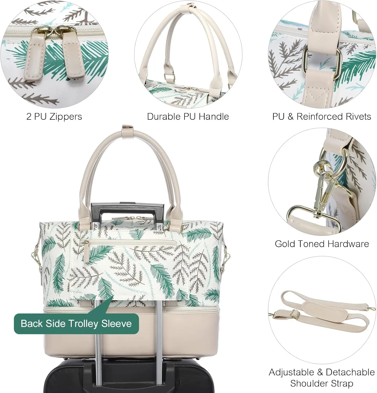 Sucipi Weekender Bags for Women Canvas Travel Duffle Bag with Shoe Compartment Overnight Bag Carry on Gym Duffel with Toiletry Bag for Traveling Weekend Hospital Bags for Labor and Delivery