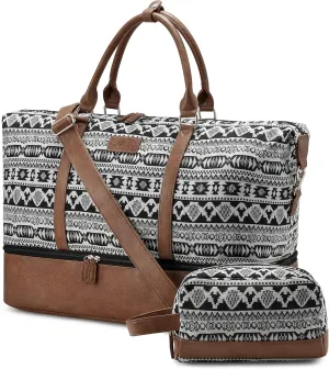 Sucipi Weekender Bags for Women Canvas Travel Duffle Bag with Shoe Compartment Overnight Bag Carry on Gym Duffel with Toiletry Bag for Traveling Weekend Hospital Bags for Labor and Delivery