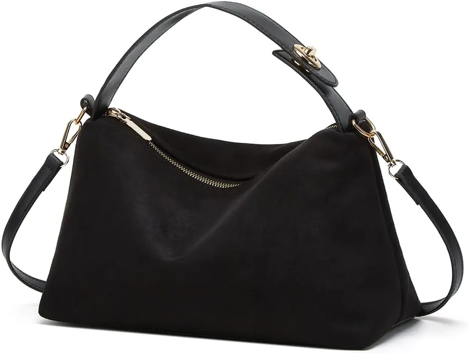 Suede Bag Slouchy Shoulder Bag for Women Crescent Satchel Crossbody Purse Brown Suede Bag Work Tote Handbags