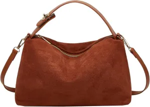 Suede Bag Slouchy Shoulder Bag for Women Crescent Satchel Crossbody Purse Brown Suede Bag Work Tote Handbags