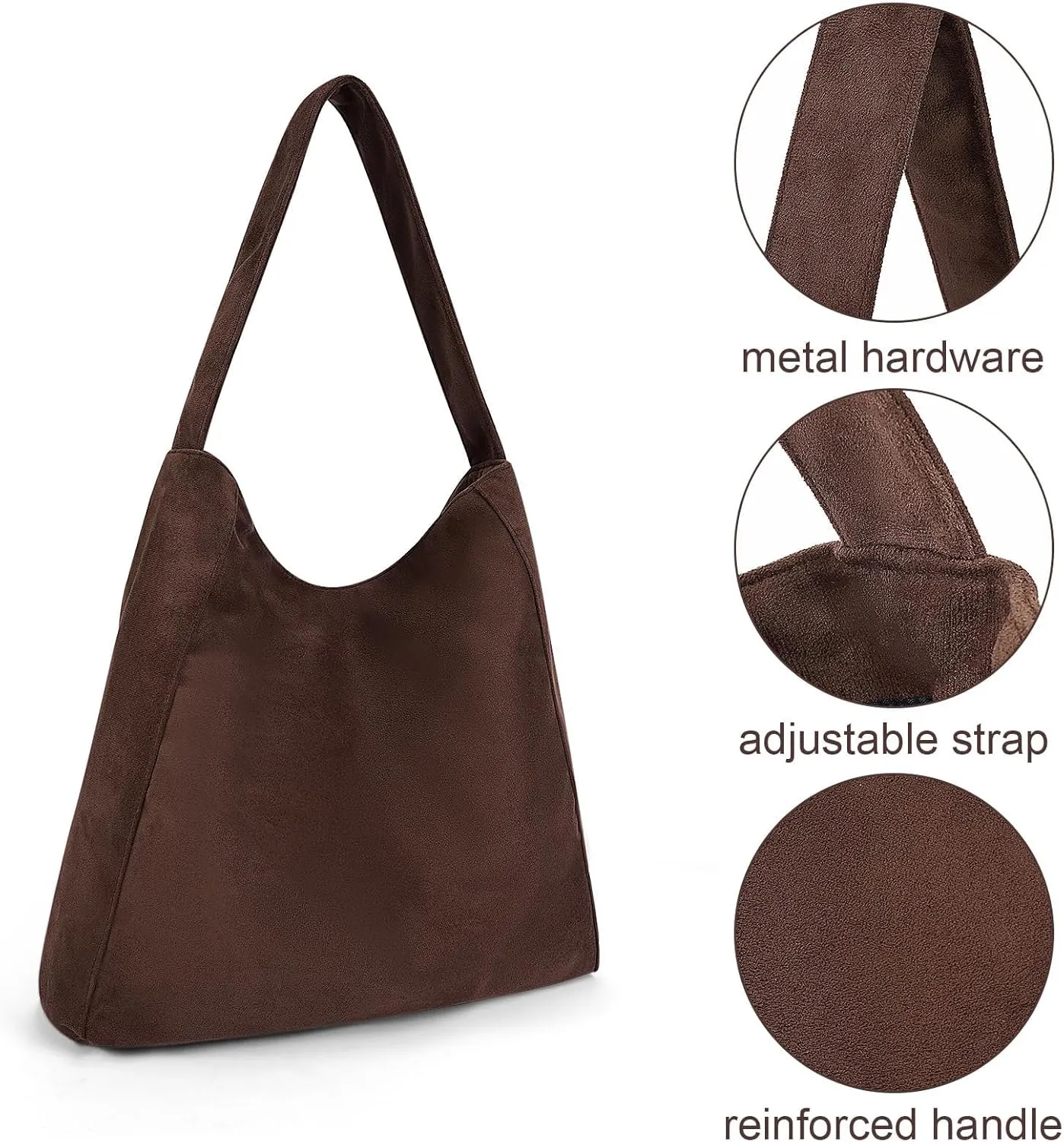 Suede Bags for Women Brown Suede Hobo Handbag Slouchy Bag Faux Suede Tote Bag Retro Suede Shoulder Bag Fall Purse