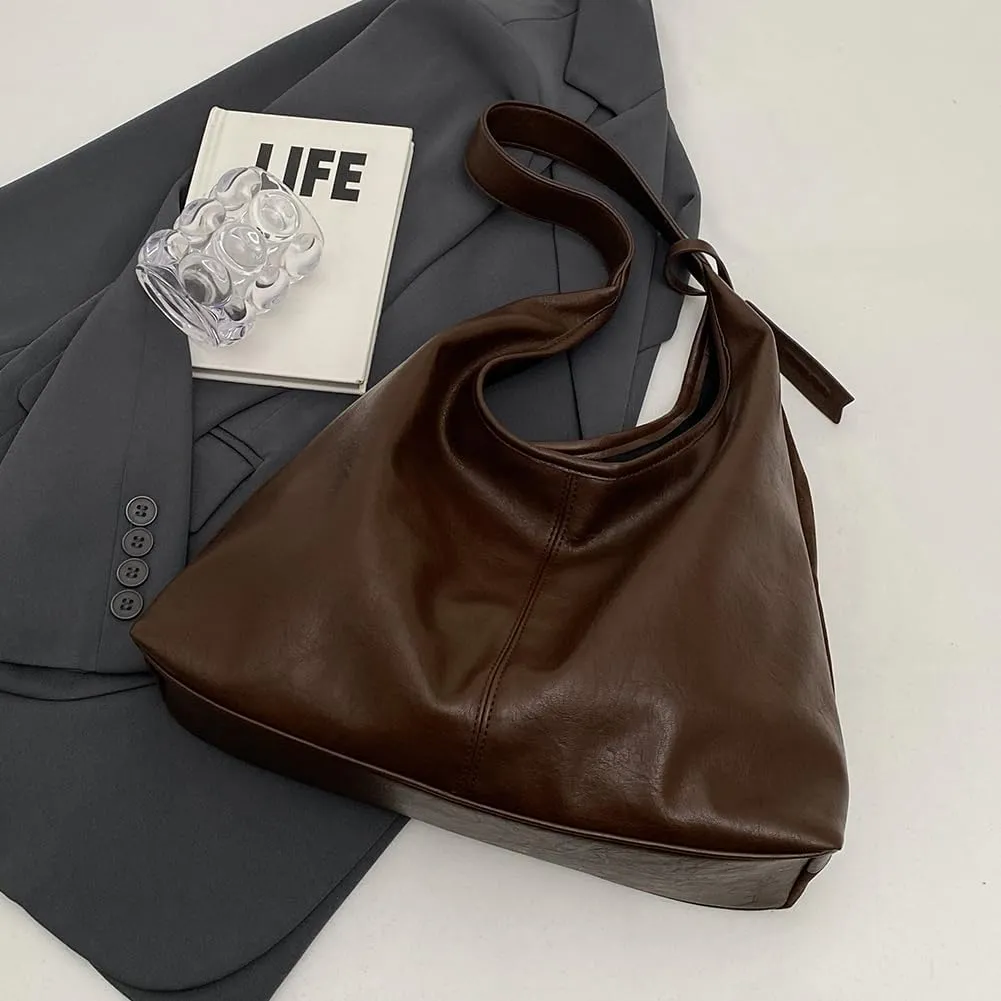 Suede Bags for Women Brown Suede Hobo Handbag Slouchy Bag Faux Suede Tote Bag Retro Suede Shoulder Bag Fall Purse