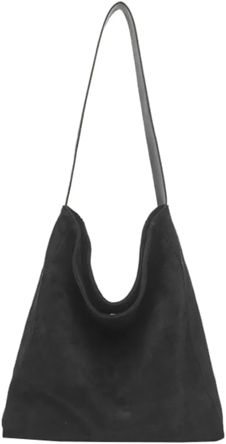 Suede Bags for Women Fashion Slouchy Shoulder Bag Retro Crescent Satchel Hobo Handbags College Work Tote Purses 2024
