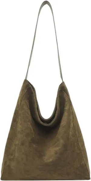 Suede Bags for Women Fashion Slouchy Shoulder Bag Retro Crescent Satchel Hobo Handbags College Work Tote Purses 2024